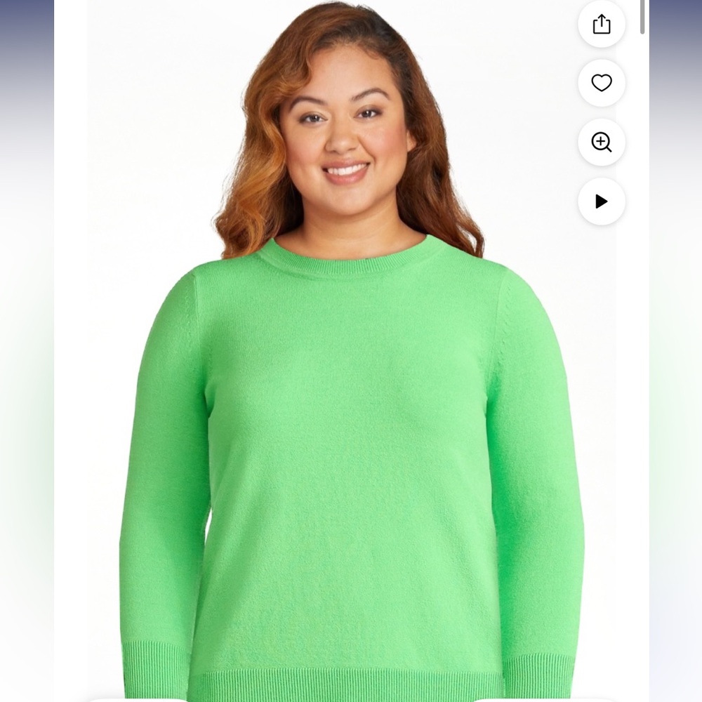 Free Assembly Women's Vibrant Green Long Sleeve Crewneck Sweater St Patricks Day - Picture 13 of 14